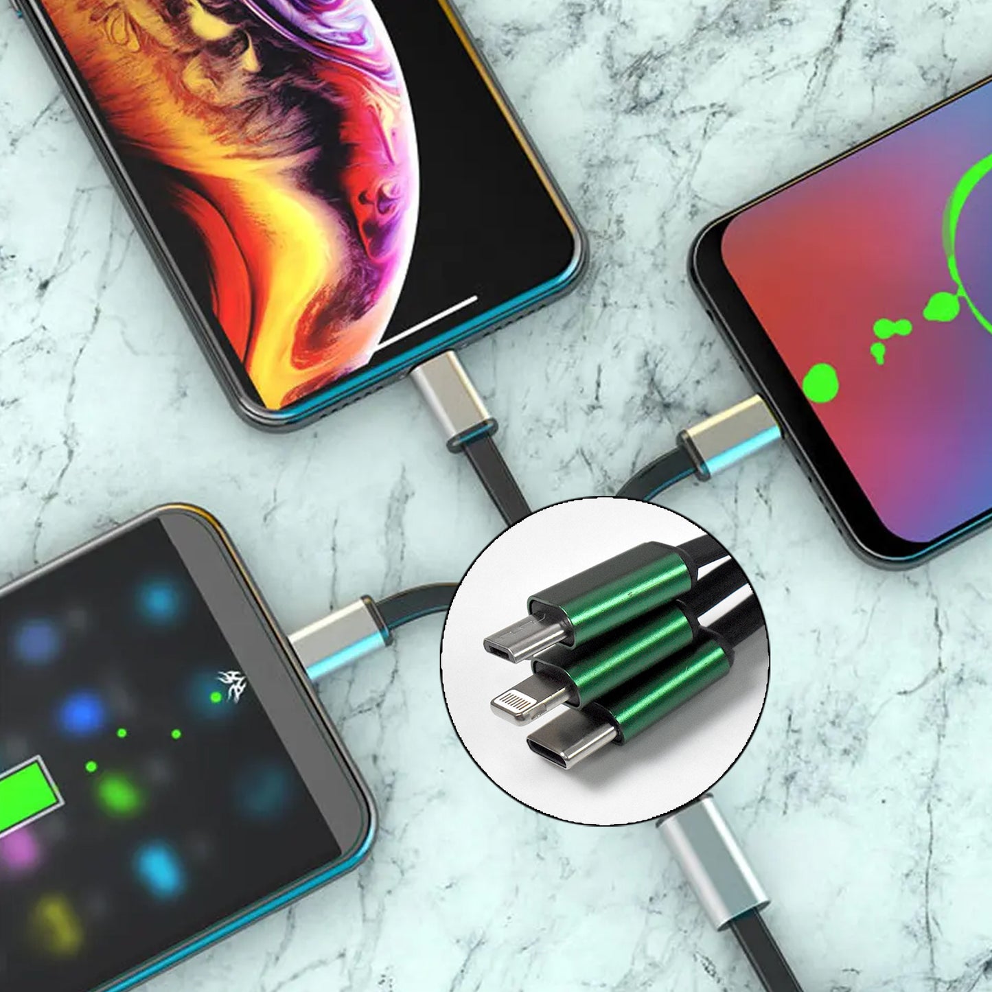 Charging Cable 3 In 1 Extendable Data Transmit Charging Cable (1 Pc)