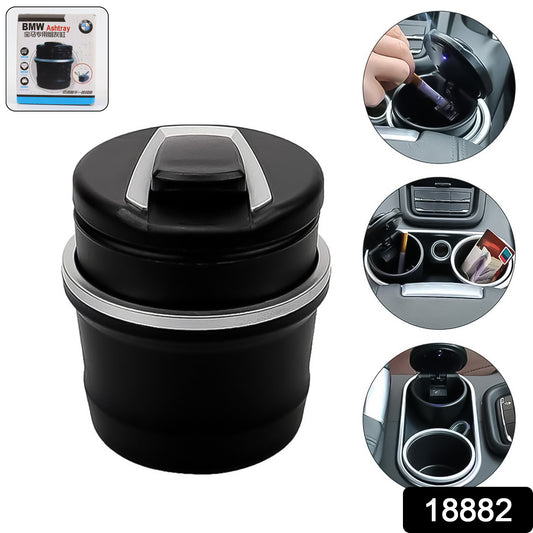 Portable Car Ashtray With Lid And Blue Led Light (1 Pc With Color Box)