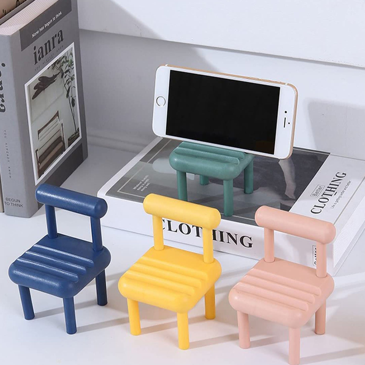 Mobile Phone Holder Mini Chair Cell Phone Stand Portable Smartphone Dock Cellphone Holder For Desktop Design Compatible With All Mobile Phones (1 Pc)
