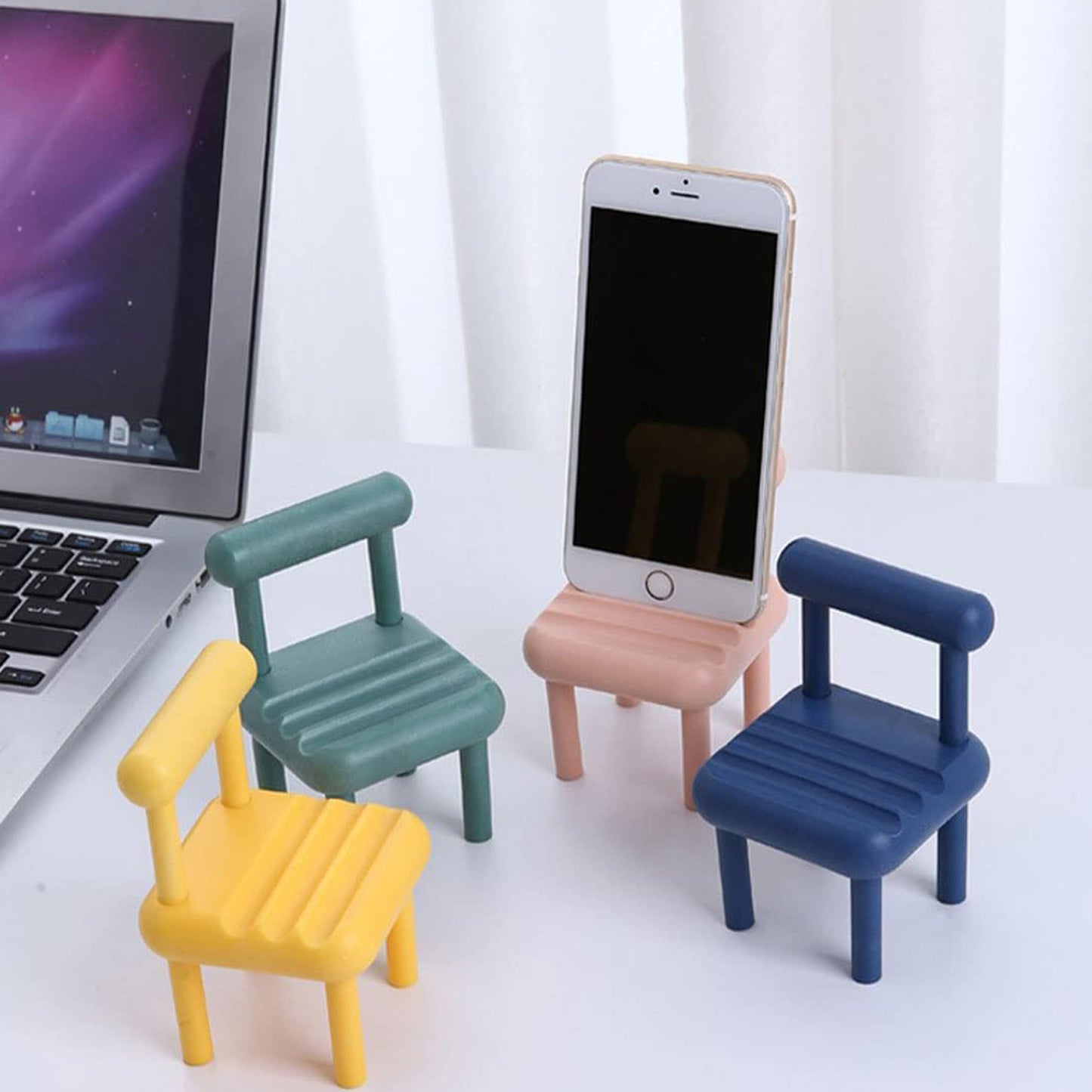 Mobile Phone Holder Mini Chair Cell Phone Stand Portable Smartphone Dock Cellphone Holder For Desktop Design Compatible With All Mobile Phones (1 Pc)