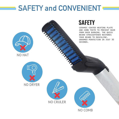Mens Beard And Hair Curling Straightener (Modelling Comb)