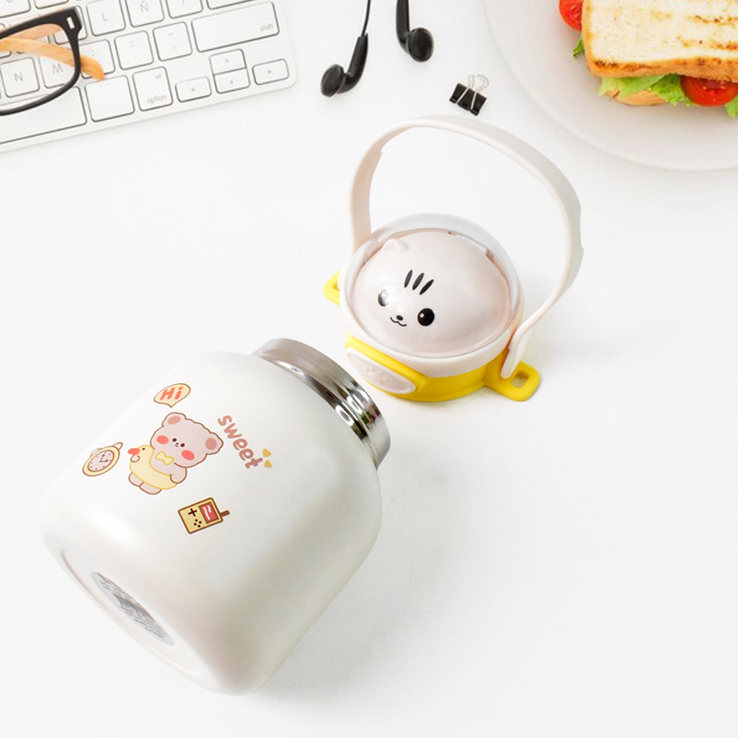 Stainless Steel Kltten  Bottle Vacuum Insulated Cup With Handle  Strap (700 Ml)