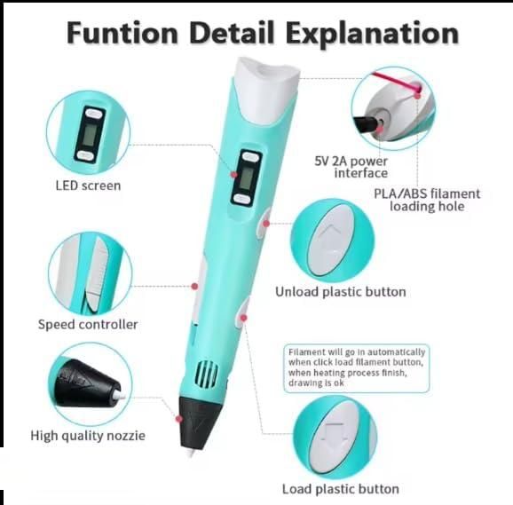 3D Printer Pen for Kids  Complete 3D Drawing Pen Set with PLA Filament (Random Color)�