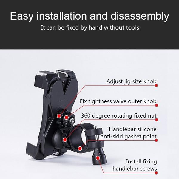 Bike Phone Mount Anti Shake And Stable Cradle Clamp With 360 Rotation