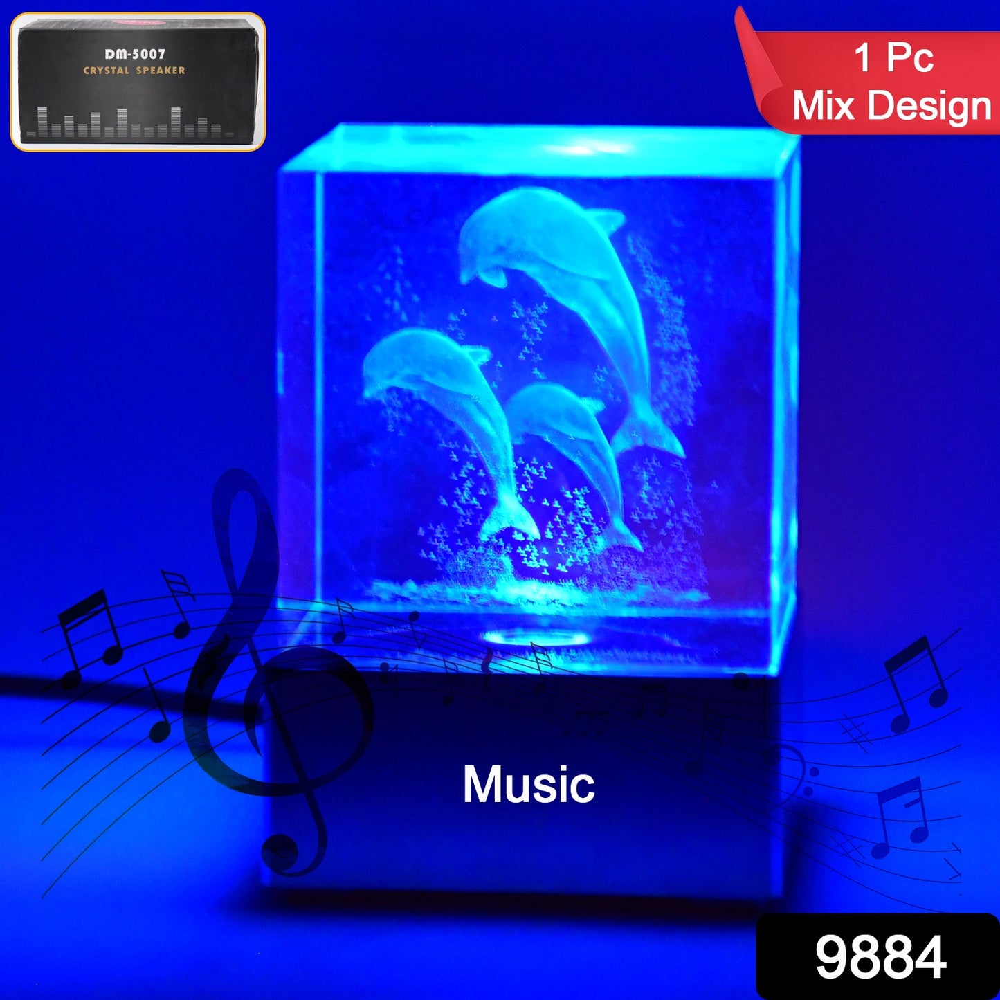 3d Mix Design Led Light Base With Speaker (1 Pc  B Grade)