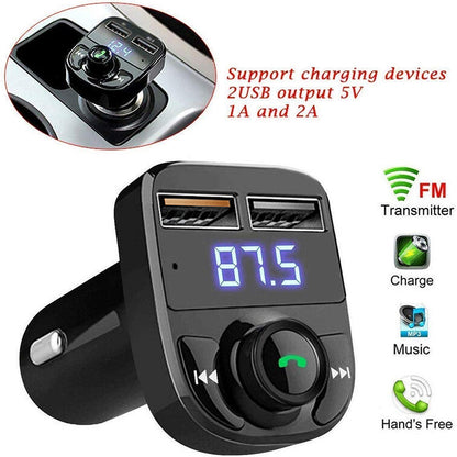 Car-x8 Bluetooth Fm Transmitter Kit For Hands-free Call Receiver  Music Player