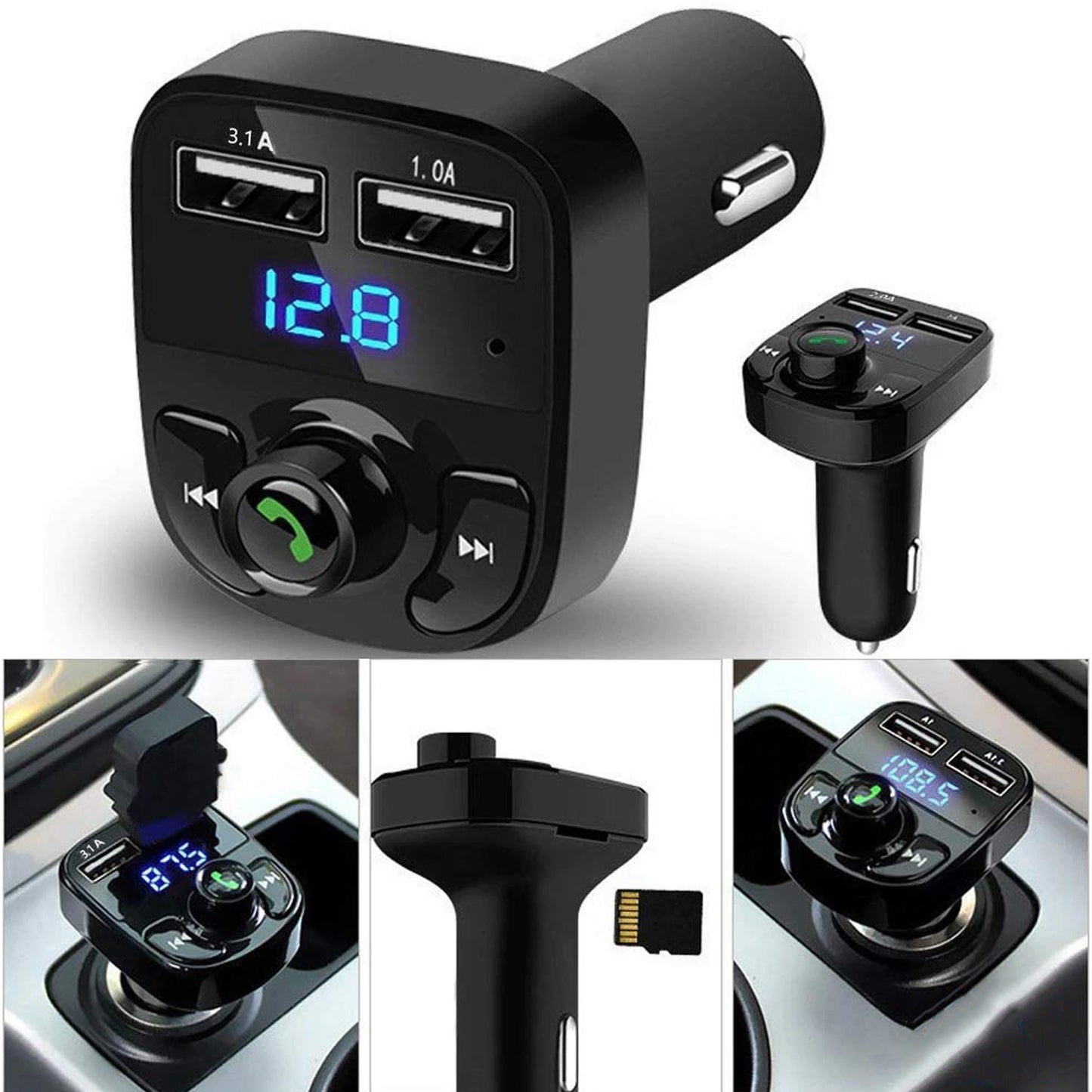 Car-x8 Bluetooth Fm Transmitter Kit For Hands-free Call Receiver  Music Player