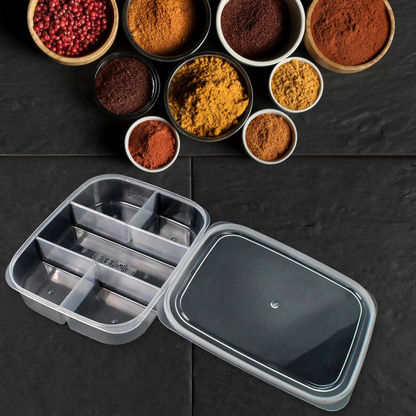 Plastic 5 Compartment Excellent Container Reusable Lunch Box (1 Pc)