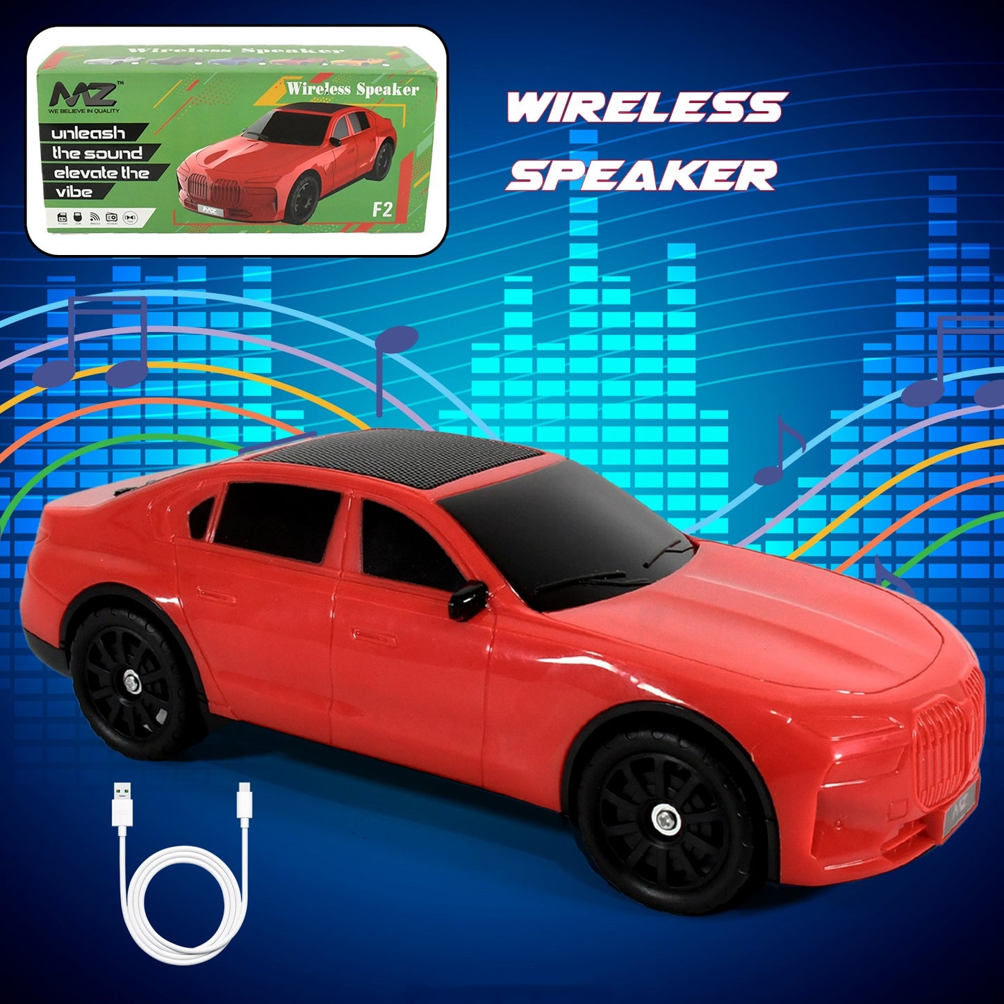 Wireless Bluetooth Speaker Portable Car Shape Music Speaker Support Bluetooth Tf Card Usb Fm Radio Function Unique Shape Car Speaker