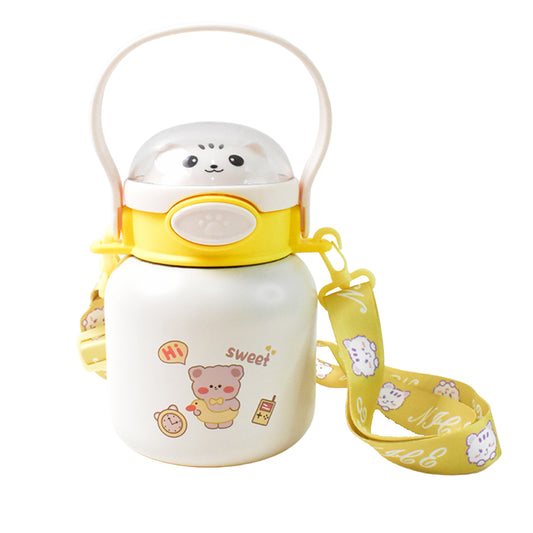 Stainless Steel Kltten  Bottle Vacuum Insulated Cup With Handle  Strap (700 Ml)