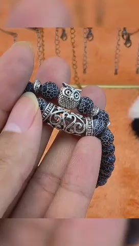 Natural Stone Owl Bracelet