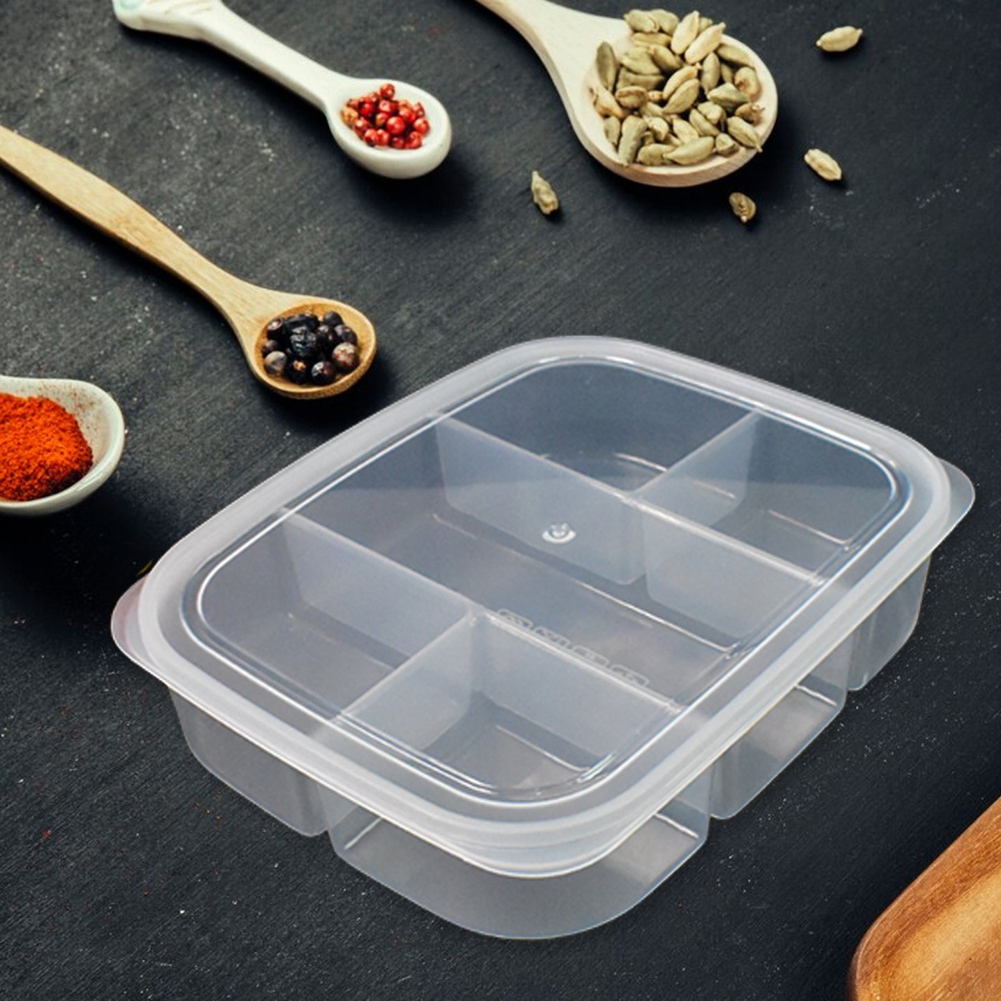 Plastic 5 Compartment Excellent Container Reusable Lunch Box (1 Pc)