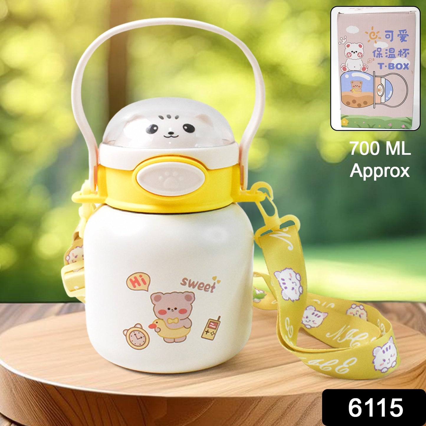 Stainless Steel Kltten  Bottle Vacuum Insulated Cup With Handle  Strap (700 Ml)